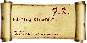 Földy Kleofás névjegykártya